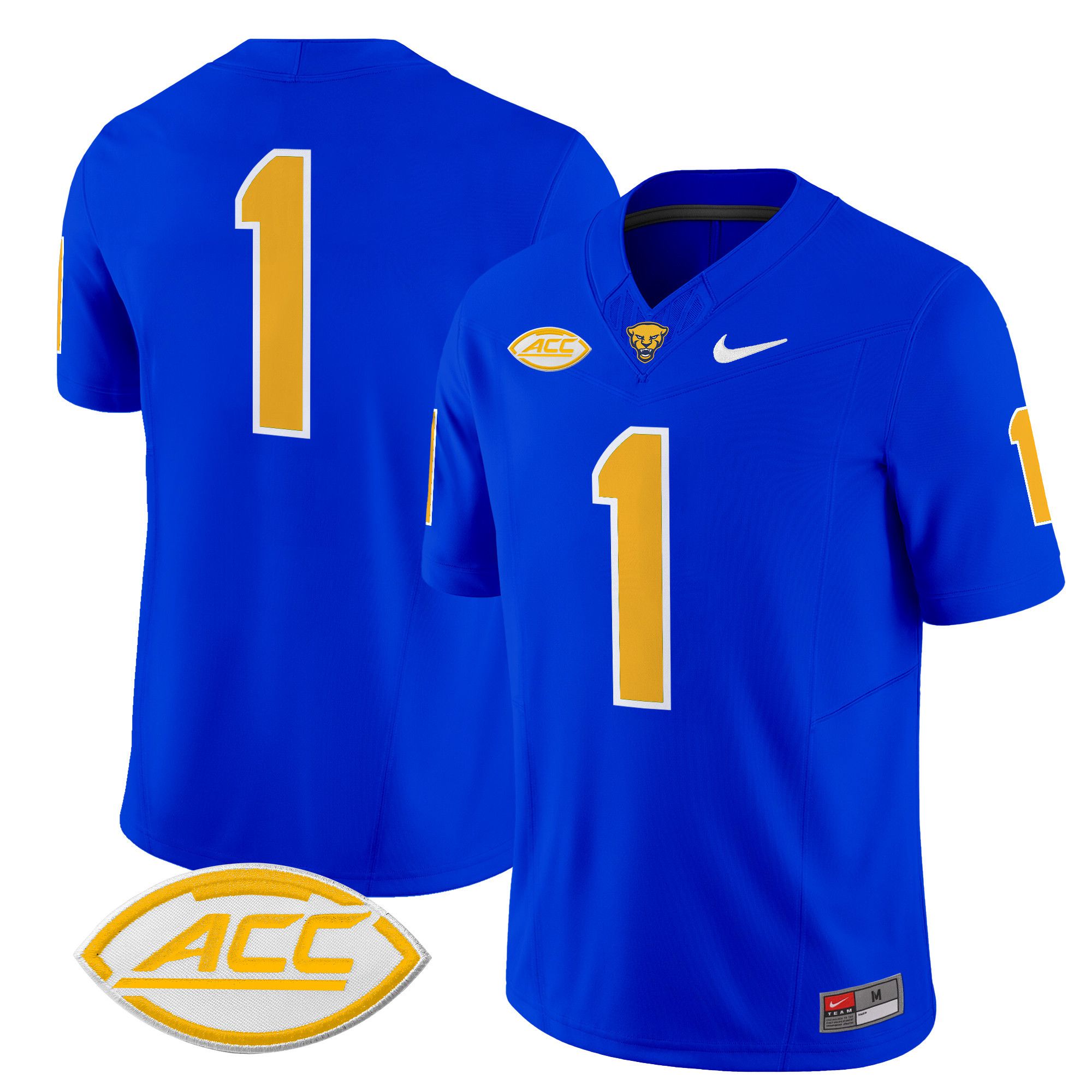 Men Pittsburgh Panthers #1 No Name Blue Nike 2024 Vapor Limited NCAA Jersey style 1